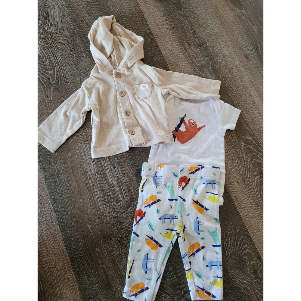Hello Bello Baby Sloth 3-Piece Set Bodysuit Leggings Hooded Cardigan 0-3M #8